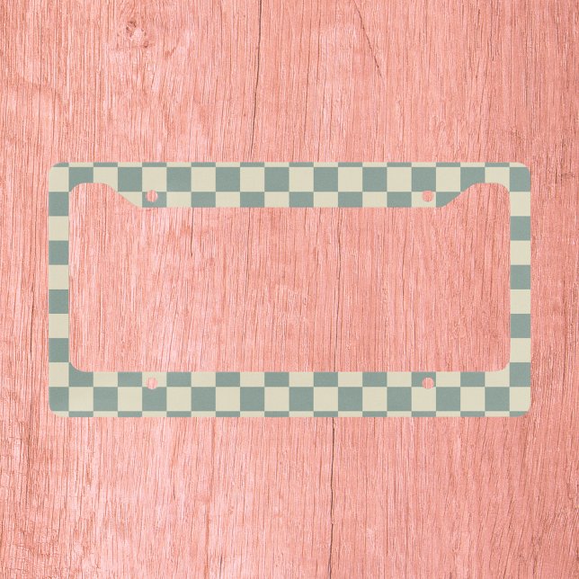Green and Pale Yellow Checkerboard License Plate Frame (Creator Uploaded)