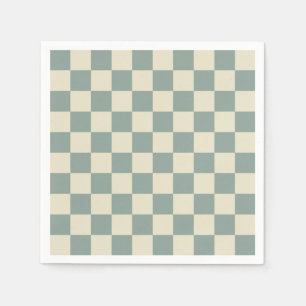 Green and Pale Yellow Checkerboard Napkins
