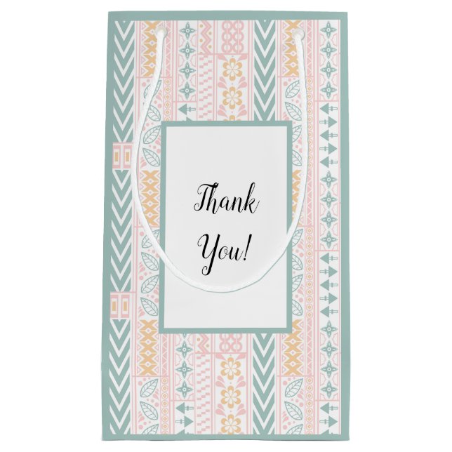 Green and Peach Geometric Small Gift Bag (Front)