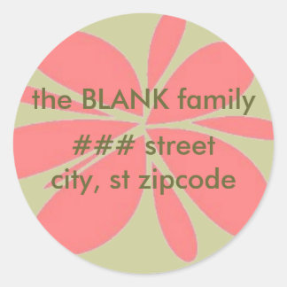 green and peach return address label - personalize
