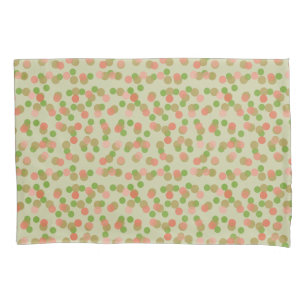 Green and Peachy Pink Polka Dots Pillow Case