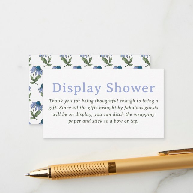 Green and Periwinkle Blue Display Shower Enclosure Card (Front/Back In Situ)