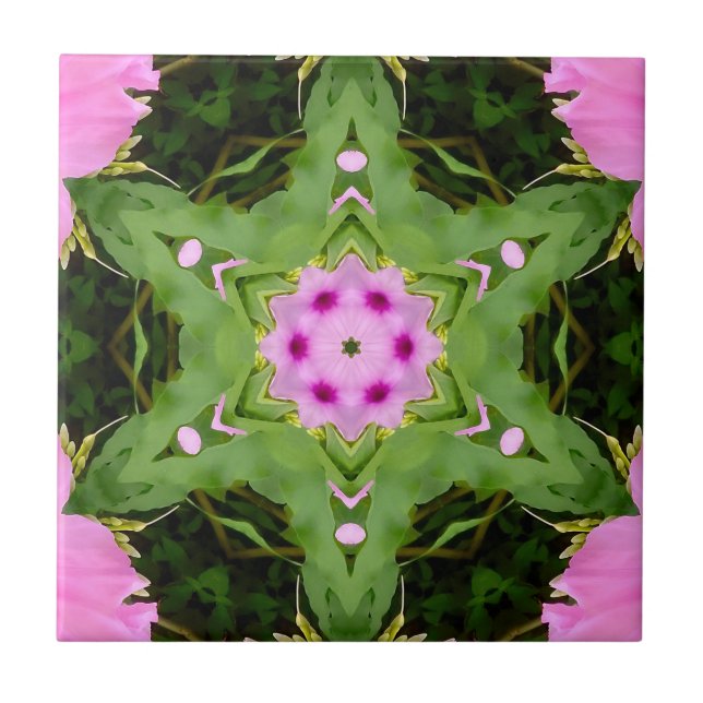 GREEN AND PINK ABSTRACT DRAWING. SAMER BRASIL. 4 CERAMIC TILE (Front)