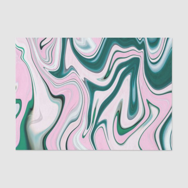 Green and Pink Agate pattern Tissue Paper (Front)