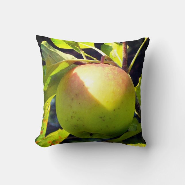 Green and pink apple throw pillow (Front)