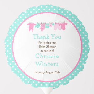 Green and Pink Baby Line Baby Shower Balloon