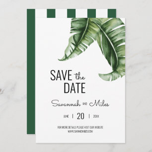 Green and Pink Banana Leaf Beverly Hills Hotel Invitation