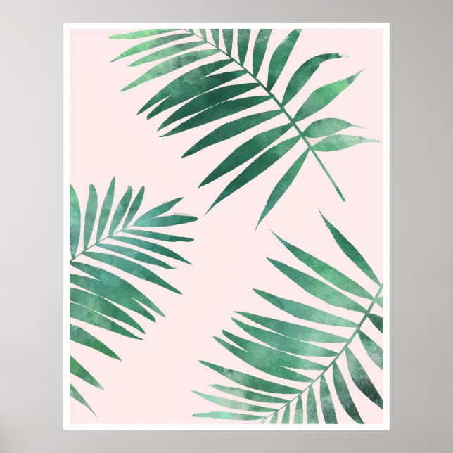 Green and pink botanical poster print (Front)