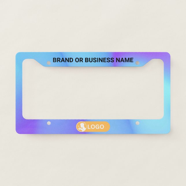 Green and Pink Business Company Custom Text & Logo License Plate Frame (Front)