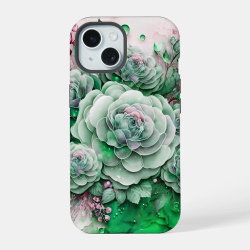 Green and Pink Cactus Succulent iPhone 15 Case
