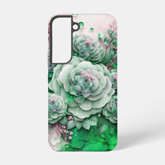 Green and Pink Cactus Succulent Samsung Galaxy Case (Back)