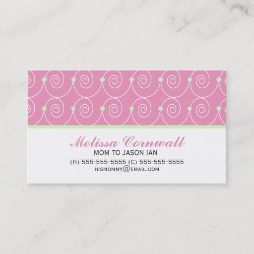 Customizable Green and Pink Calling Cards Business Card Templates