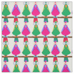 Green and pink cartoon parrots fabric