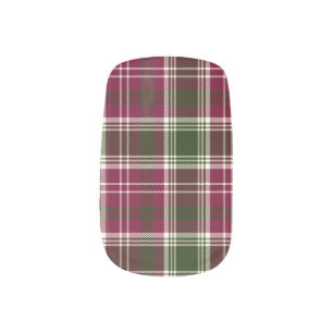 Green and Pink Festive Christmas Plaid Pattern Minx Nail Art