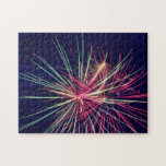 Green and Pink fireworks Jigsaw Puzzle<br><div class="desc">Green and Pink fireworks across a dark blue sky</div>