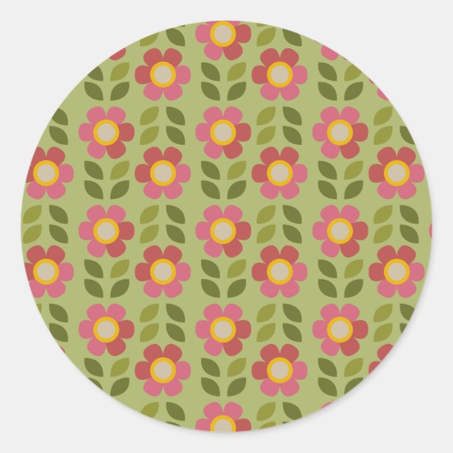 Green and Pink Floral Sticker - Bloom & Stick (Front)