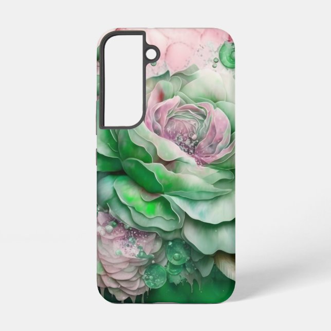 Green and Pink Giant Roses  Samsung Galaxy Case (Back)