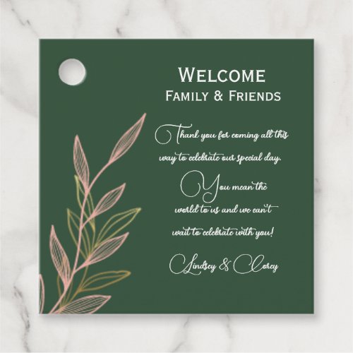 Green and Pink Gold Leaf Gift Tag