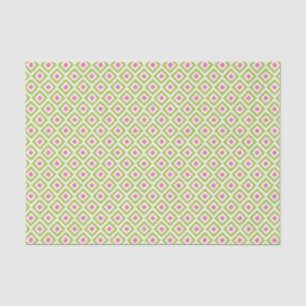 Green and Pink Ikat Diamonds Pattern Tissue Paper