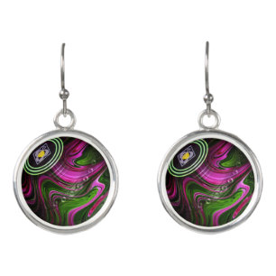 Green And Pink Lawn Bowl, Earrings