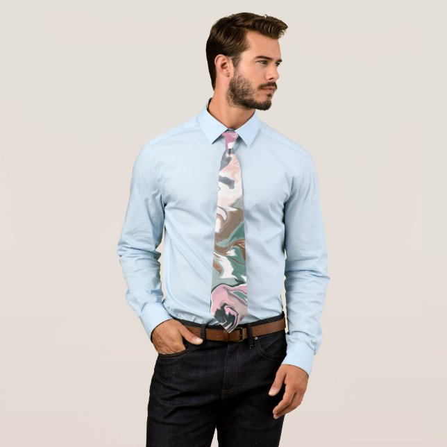 Green and Pink Liquid Acrylic Neck Tie – Modern  (In Situ)
