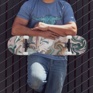 Green and Pink Liquid Acrylic Skateboard   Modern 