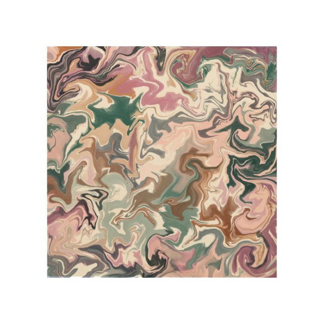 Green and pink liquid acrylic wood wall art (Front)