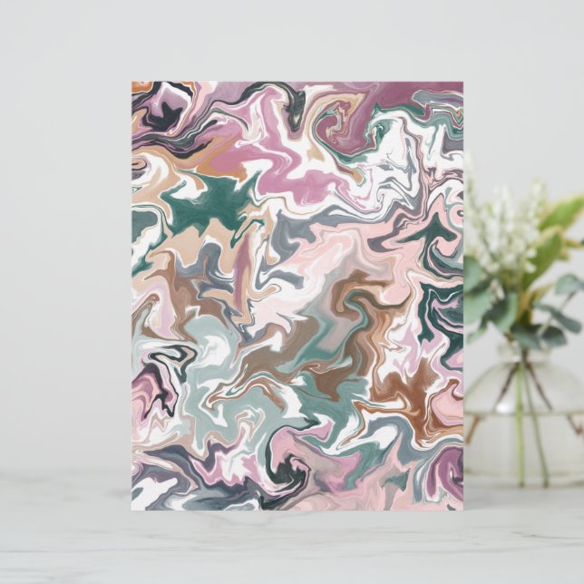 Green and Pink Marble Abstract Letterhead Elegant (Standing Front)