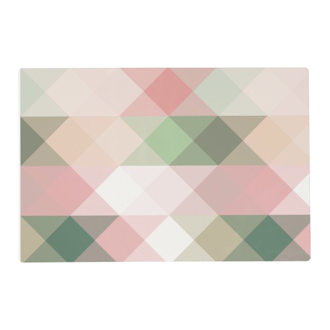 Green and pink, modern, pastel toned pet placemat (Front)