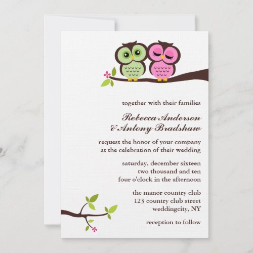 Lovely Owls Wedding Personalized Announcements