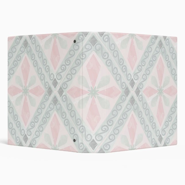 Green and pink pastel diamond pattern 3 ring binder (Background)