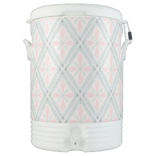 Green and pink pastel diamond pattern beverage cooler