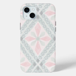 Green and pink pastel diamond pattern iPhone 15 plus case