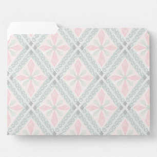 Green and pink pastel diamond pattern file folder