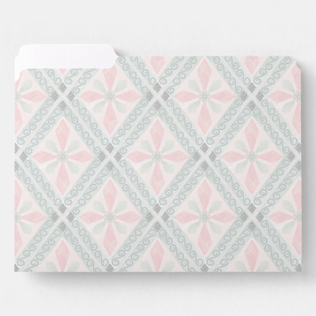 Green and pink pastel diamond pattern file folder (Front Left)