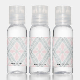 Green and pink pastel diamond pattern hand sanitizer