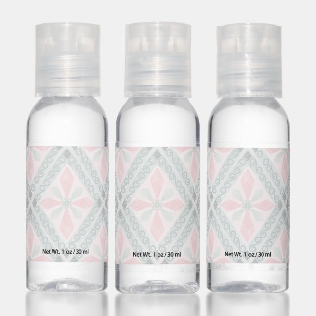Green and pink pastel diamond pattern hand sanitizer (Set)