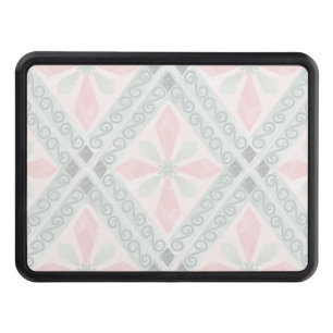 Green and pink pastel diamond pattern hitch cover