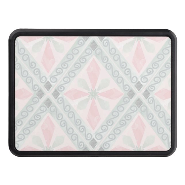 Green and pink pastel diamond pattern hitch cover (Front)
