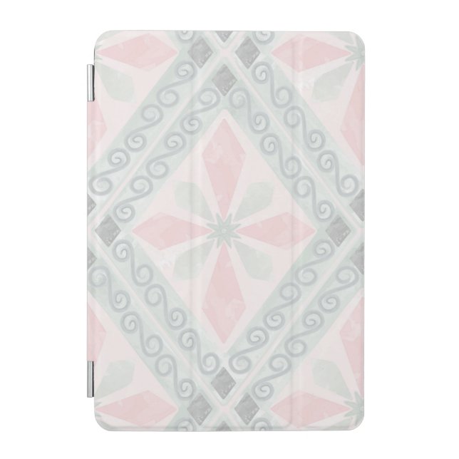 Green and pink pastel diamond pattern iPad mini cover (Front)
