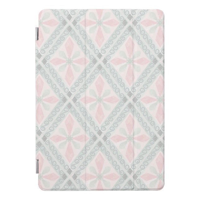 Green and pink pastel diamond pattern iPad pro cover (Front)