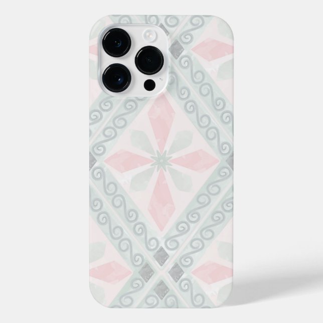 Green and pink pastel diamond pattern iPhone case (Back)