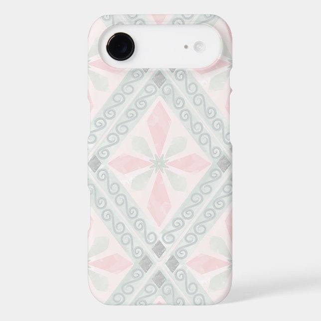 Green and pink pastel diamond pattern iphone case (Back)