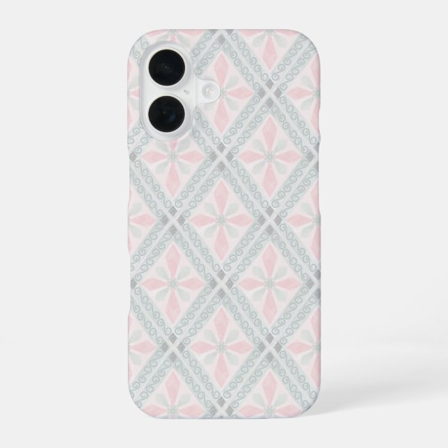 Green and pink pastel diamond pattern iPhone case (Back)