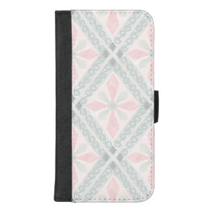 Green and pink pastel diamond pattern iPhone 8/7 plus wallet case
