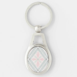 Green and pink pastel diamond pattern keychain