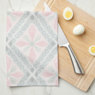 Green and pink pastel diamond pattern kitchen towel