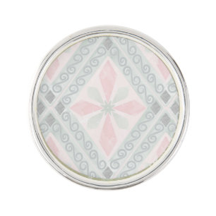 Green and pink pastel diamond pattern lapel pin