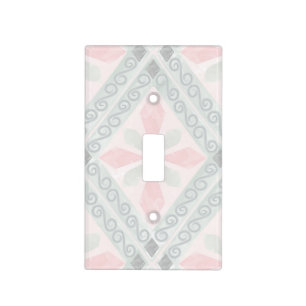 Green and pink pastel diamond pattern light switch cover