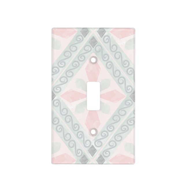 Green and pink pastel diamond pattern light switch cover (Front)